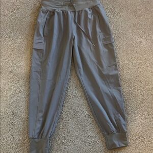Women's Gray Drawstring Cargo Jogger Leggings